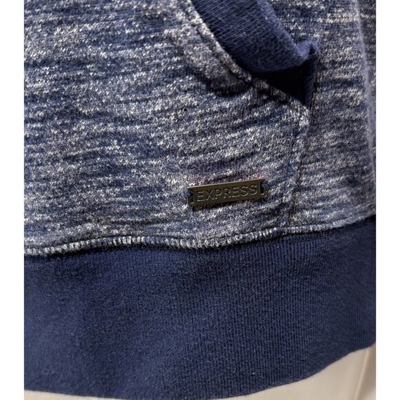 Express Fleece Hoodie Womens Full Zip Color Block XS Blue Drawstring - Picture 3 of 7